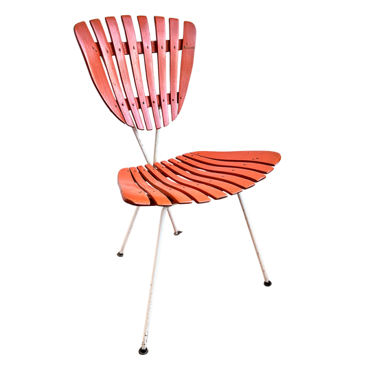 CH067 VINTAGE WHITE AND ORANGE UMANOFF CHAIR