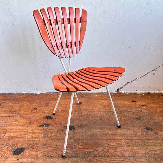 CH067 VINTAGE WHITE AND ORANGE UMANOFF CHAIR
