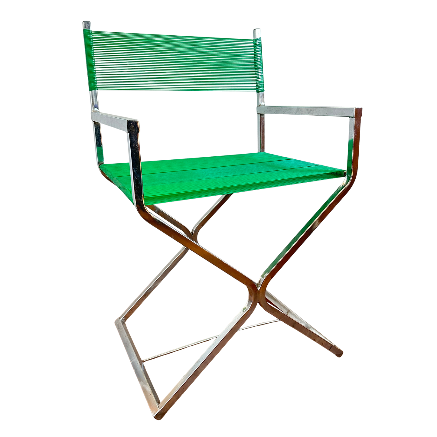 CH068 CHROME AND GREEN RUBBER BAND CHAIR