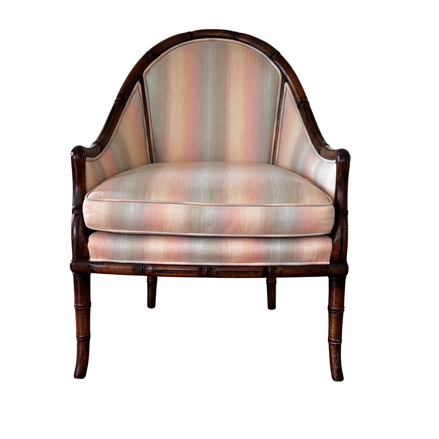 CH075 PASTEL STRIPED ARMCHAIRS WITH FAUX BAMBOO FRAME