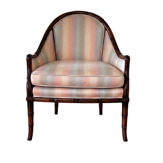 CH075 PASTEL STRIPED ARMCHAIRS WITH FAUX BAMBOO FRAME
