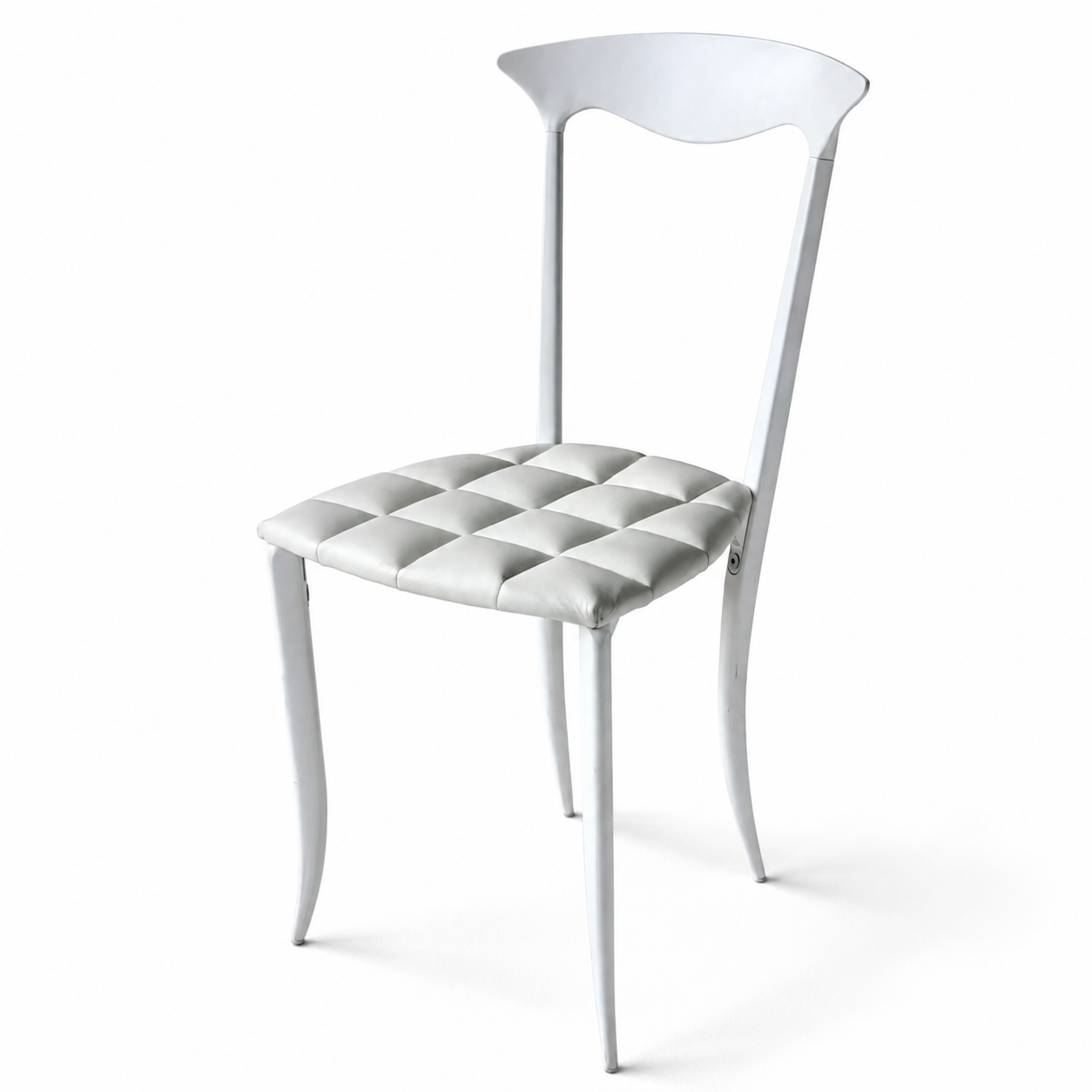 CH077 WHITE METAL DINING CHAIR WITH TUFTED SEAT