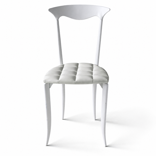 CH077 WHITE METAL DINING CHAIR WITH TUFTED SEAT