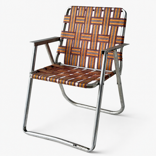 CH079 ORANGE PLAID LAWN CHAIR