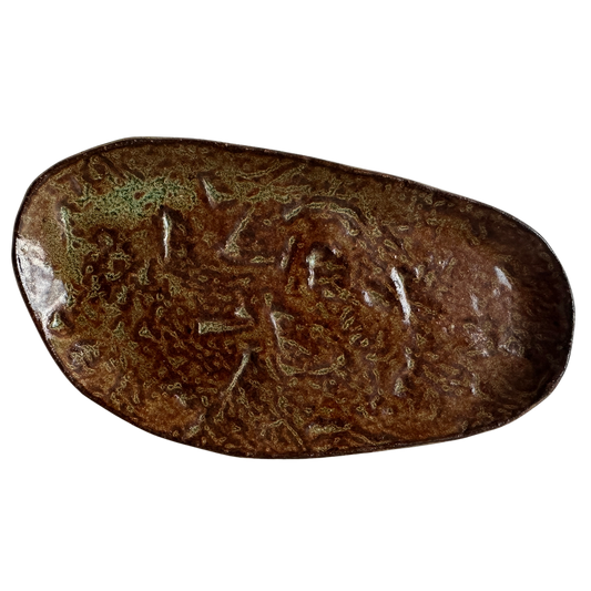CT004 BROWN TEXTURED CERAMIC CATCHALL TRAY