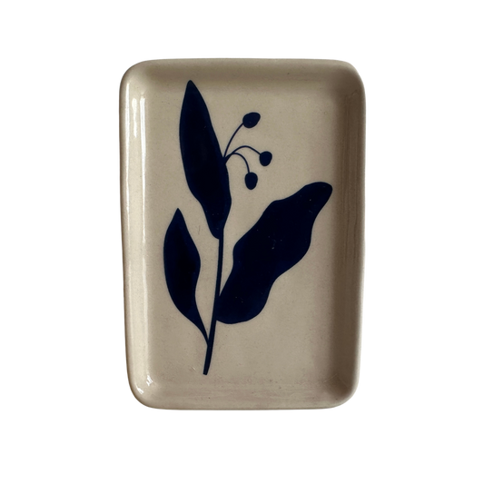 CT005 SMALL CERAMIC BLUE FLOWER CATCHALL