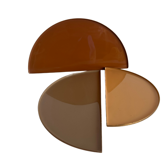 CT008 THREE EARTH TONE ENAMEL CRESCENT CATCHALL TRAYS