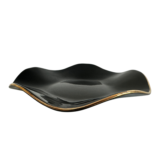 CT020 GOLD RIMMED SMALL BLACK WAVY PLATE