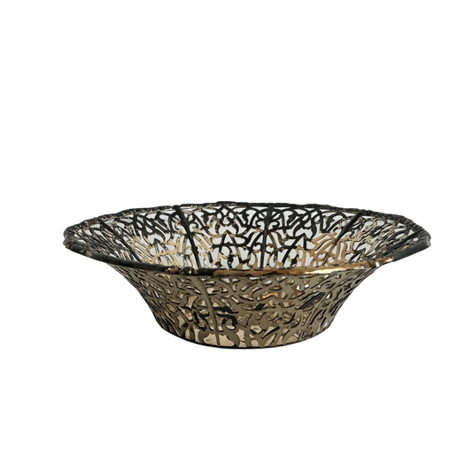 CT021 DISTRESSED PIERCED METAL CANDY DISH