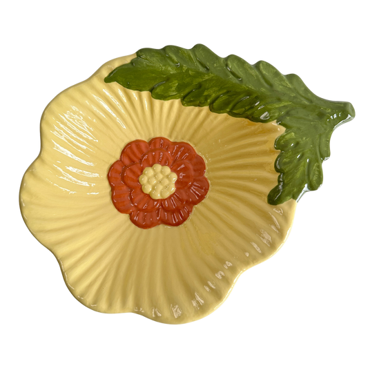 CT028 YELLOW POPPY CERAMIC DISH