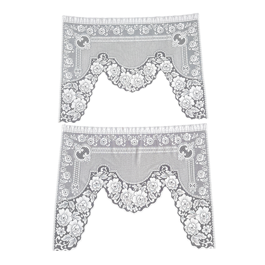 DR005 4 PANELS OF FLORAL LACE VALANCE CURTAINS
