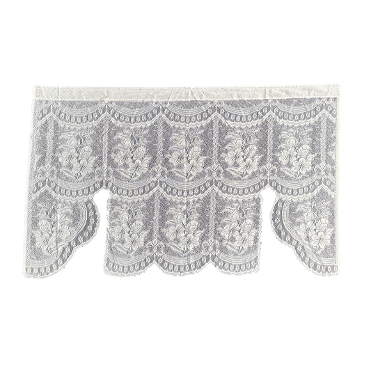 DR007 SINGLE PANEL TAN LACE FLORAL VALANCE CURTAIN