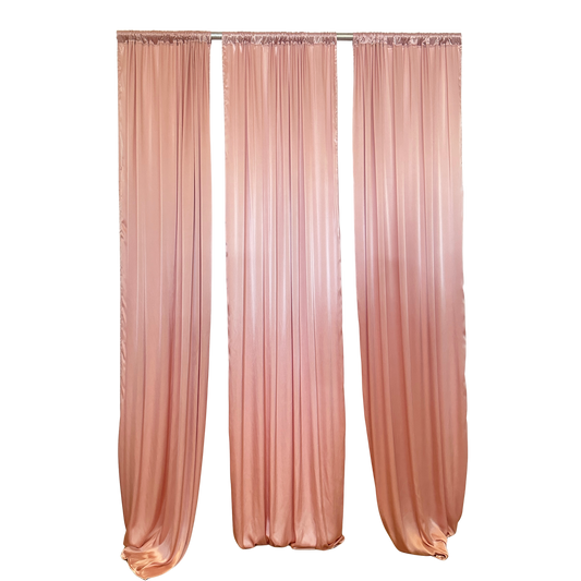 DR008 3 SOFT PINK SATIN CURTAINS 10'