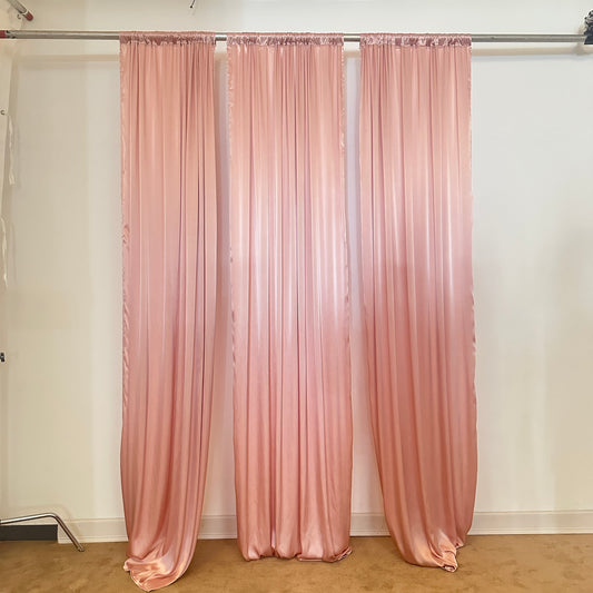 DR008 3 SOFT PINK SATIN CURTAINS 10'