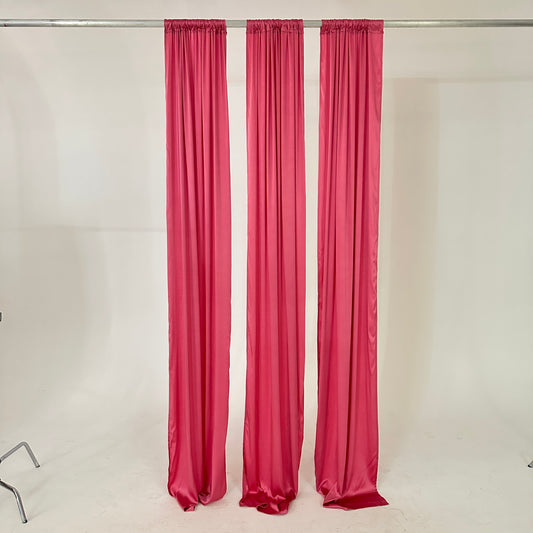 DR009 3 HOT PINK STRETCH SATIN CURTAINS 10'