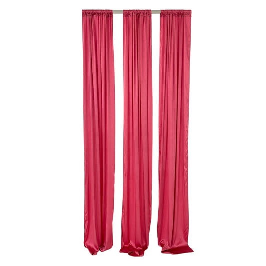 DR009 3 HOT PINK STRETCH SATIN CURTAINS 10'