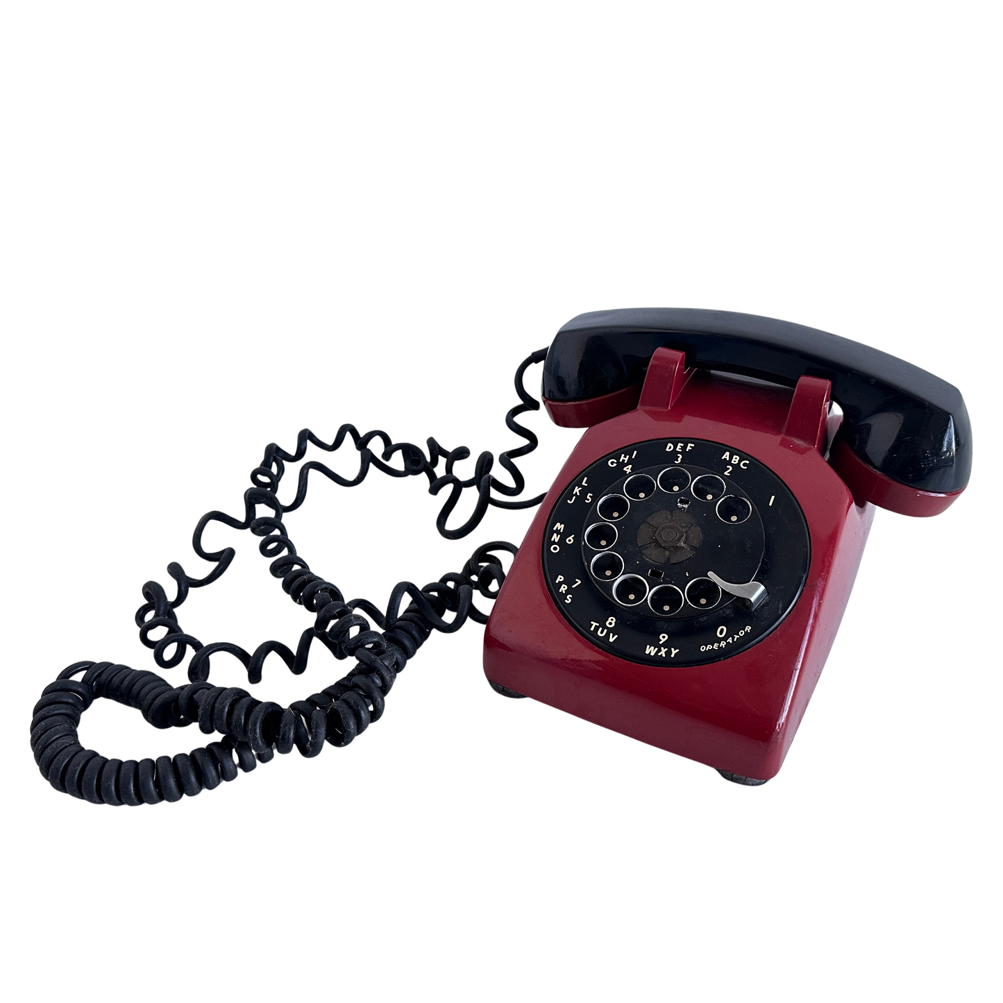 EL092 BLACK & RED ROTARY PHONE