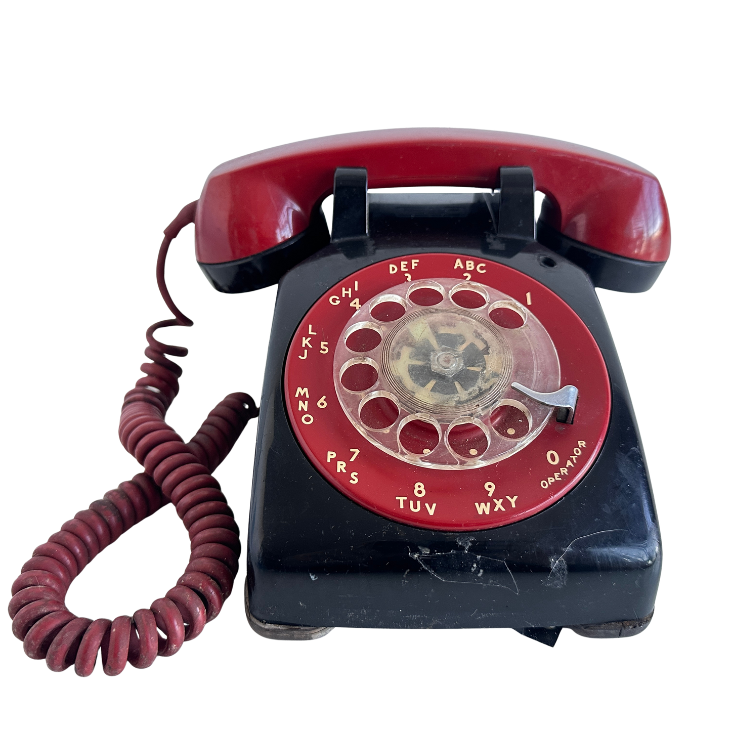 EL093 RED & BLACK ROTARY PHONE