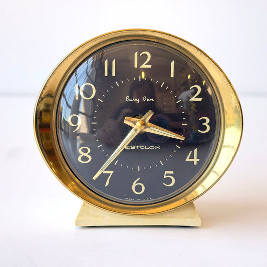 E100 BRASS AND CREAM ALARM CLOCK