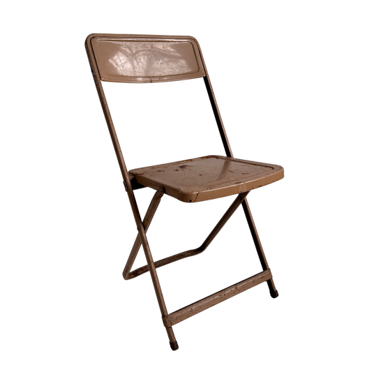 FC010 DISTRESSED TAN METAL FOLDING CHAIR
