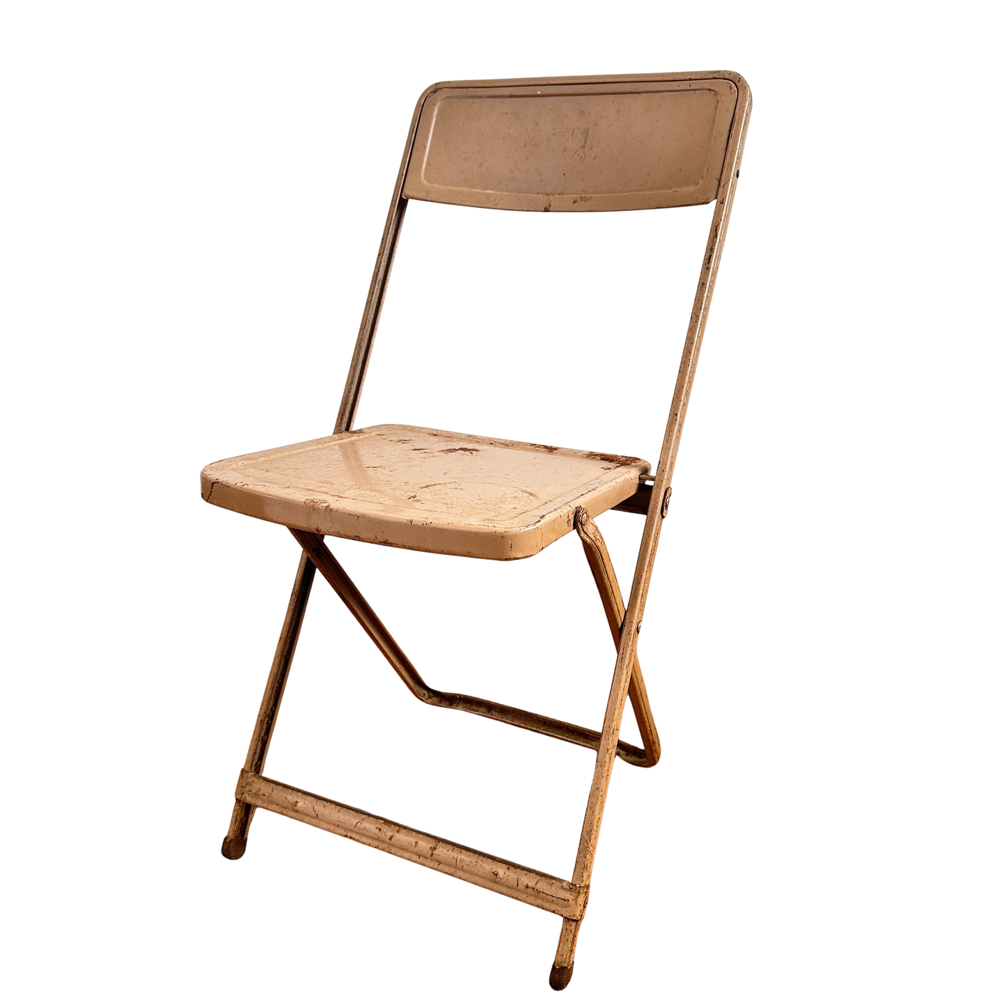FC010 DISTRESSED TAN METAL FOLDING CHAIR