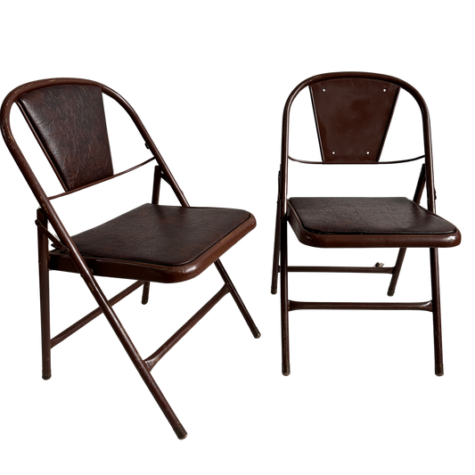 FC011 BROWN VINYL AND METAL FOLDING CHAIRS