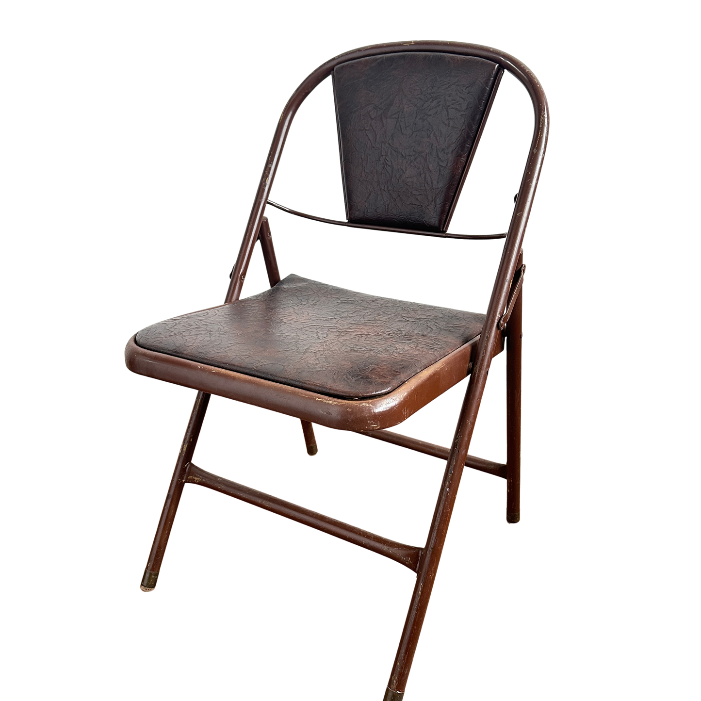 FC011 BROWN VINYL AND METAL FOLDING CHAIR