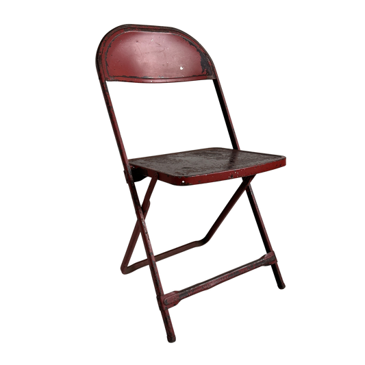 FC013 DISTRESSED RED METAL FOLDING CHAIR