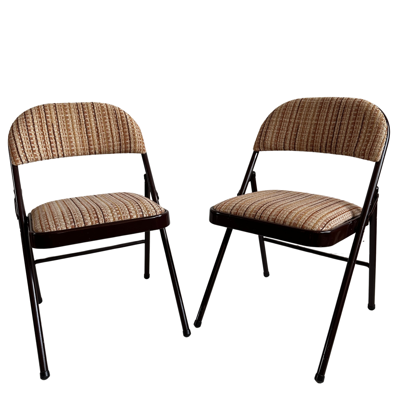 FC017 UPHOLSTERED BROWN METAL FOLDING CHAIRS