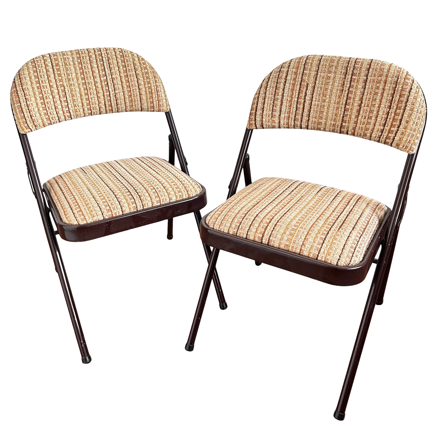 FC017 UPHOLSTERED BROWN METAL FOLDING CHAIRS