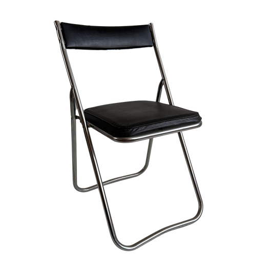 FC018 JAPANESE BLACK UPHOLSTERED & CHROME FOLDING CHAIRS