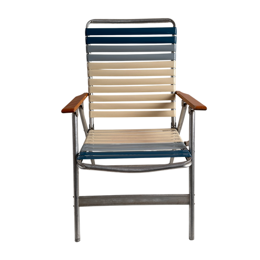 FC022 BLUE & CREAM FOLDING LAWN CHAIR