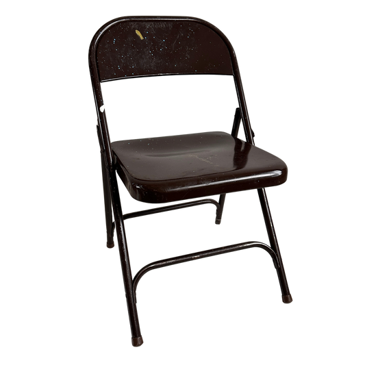 FC028 AWESOME SAUCE PAINT SPLATTERED BROWN METAL FOLDING CHAIR