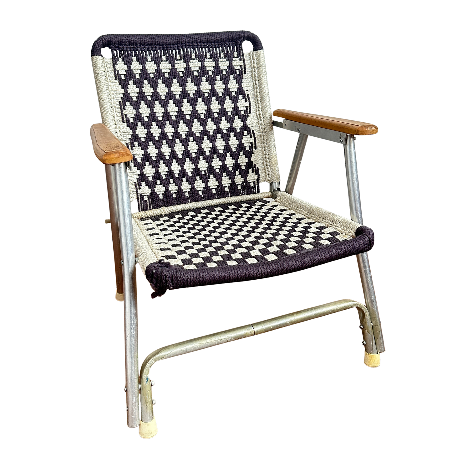FC030 BROWN & WHITE MACRAME LAWN CHAIR