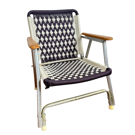 FC030 BROWN & WHITE MACRAME LAWN CHAIR