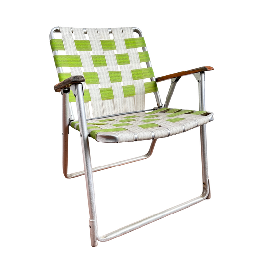 FC034 GREEN & WHITE FOLDING LAWN CHAIR