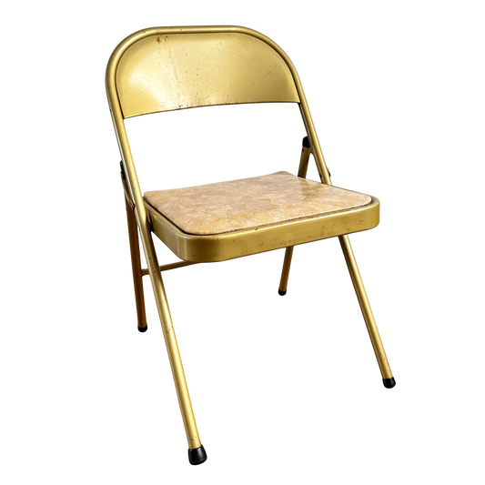 FC036 DISTRESSED GOLD WITH VINYL SEAT FOLDING CHAIR