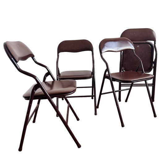 FC037 BROWN SQUIGGLE ARM FOLDING CHAIRS