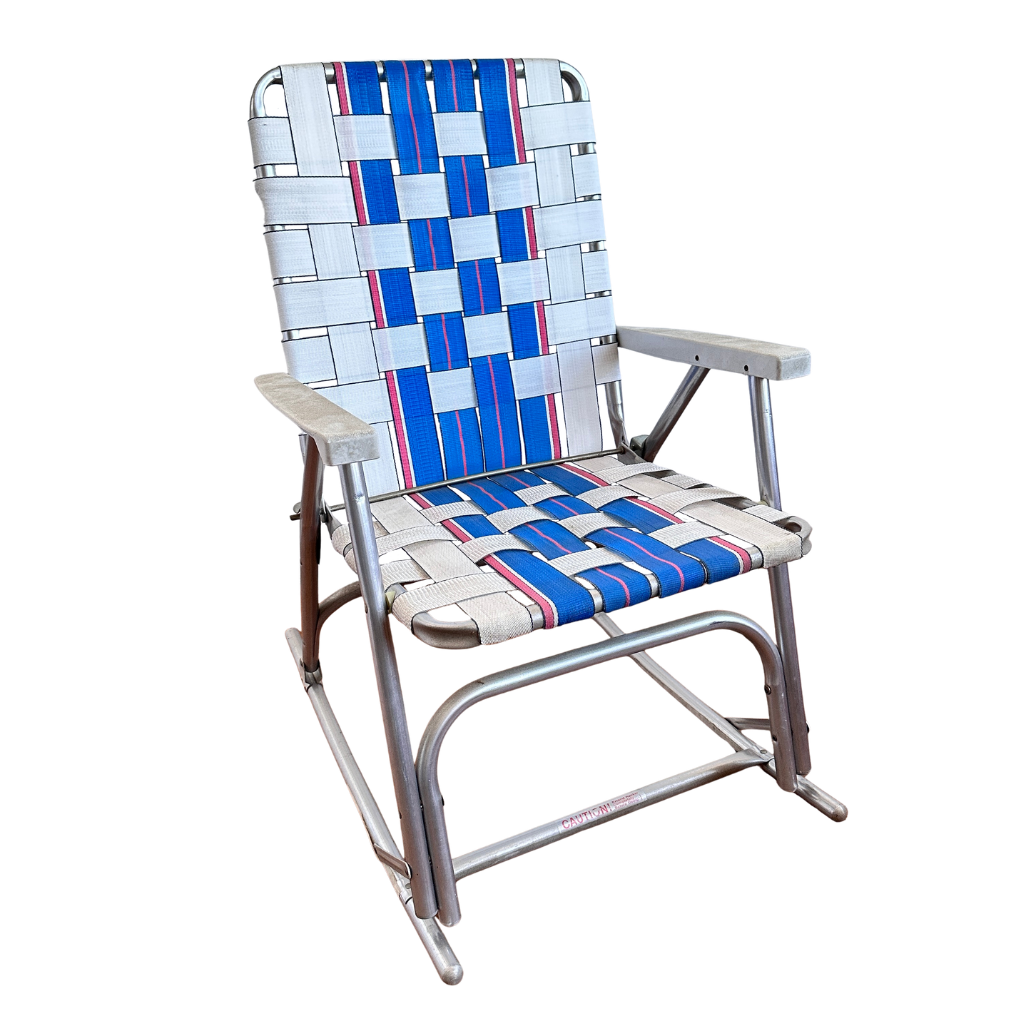 FC040 BLUE, WHITE & PINK STRIPED ROCKING LAWN CHAIR