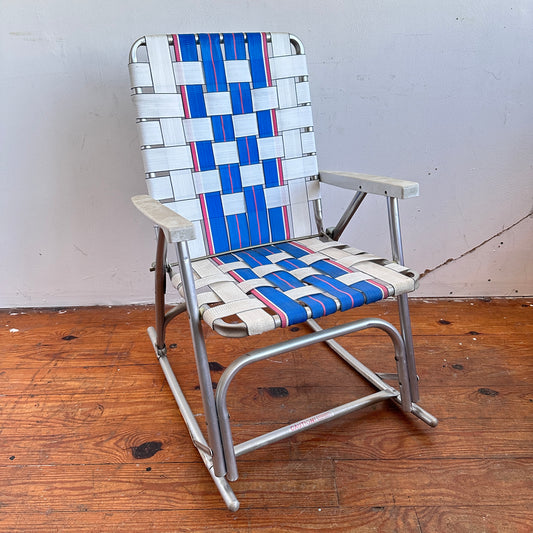 FC040 BLUE, WHITE & PINK STRIPED ROCKING LAWN CHAIR