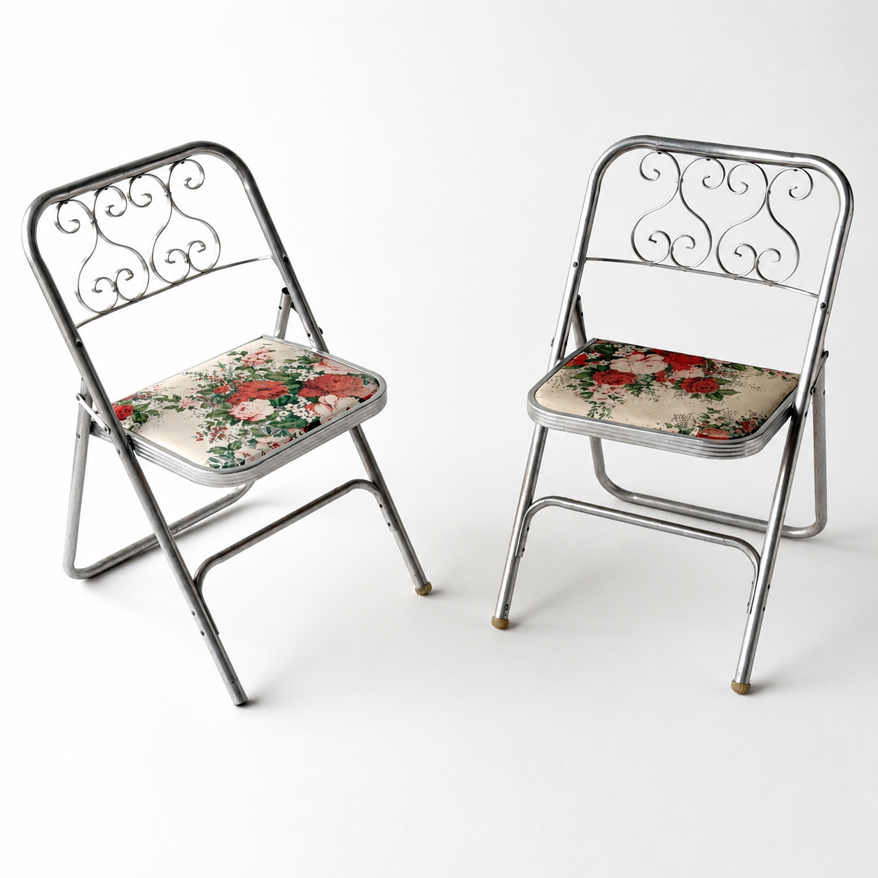 FC051 FOLDING FLORAL ALUMINUM CHAIRS