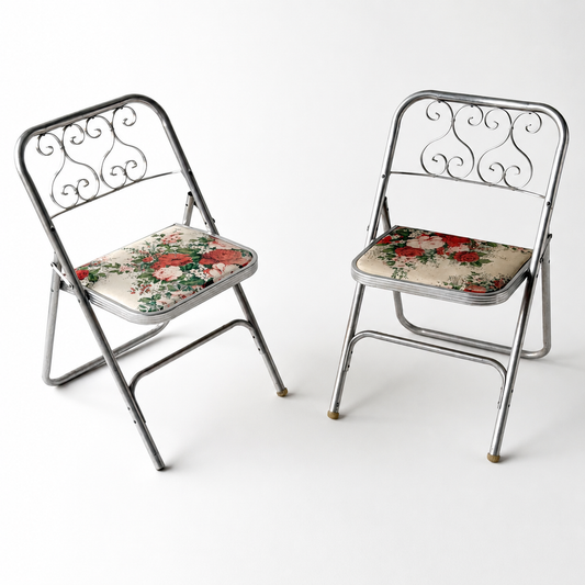 FC051 FOLDING FLORAL ALUMINUM CHAIRS