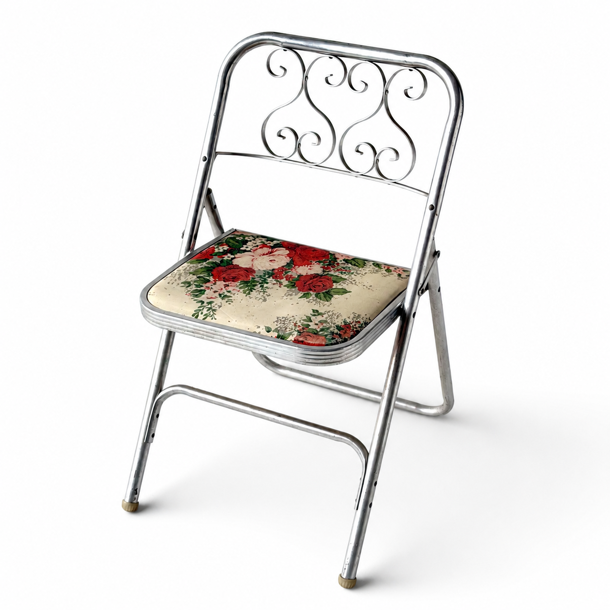 FC051 FOLDING FLORAL ALUMINUM CHAIRS