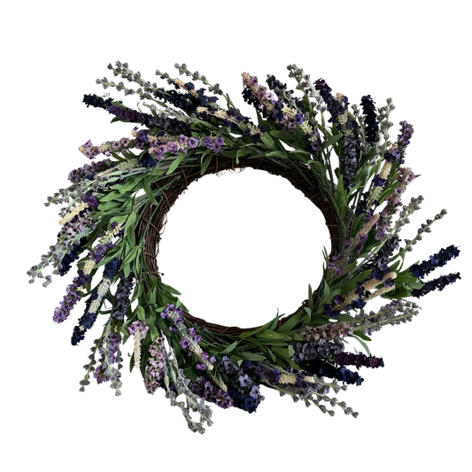 FF006 FAUX LAVENDER FLORAL WREATH