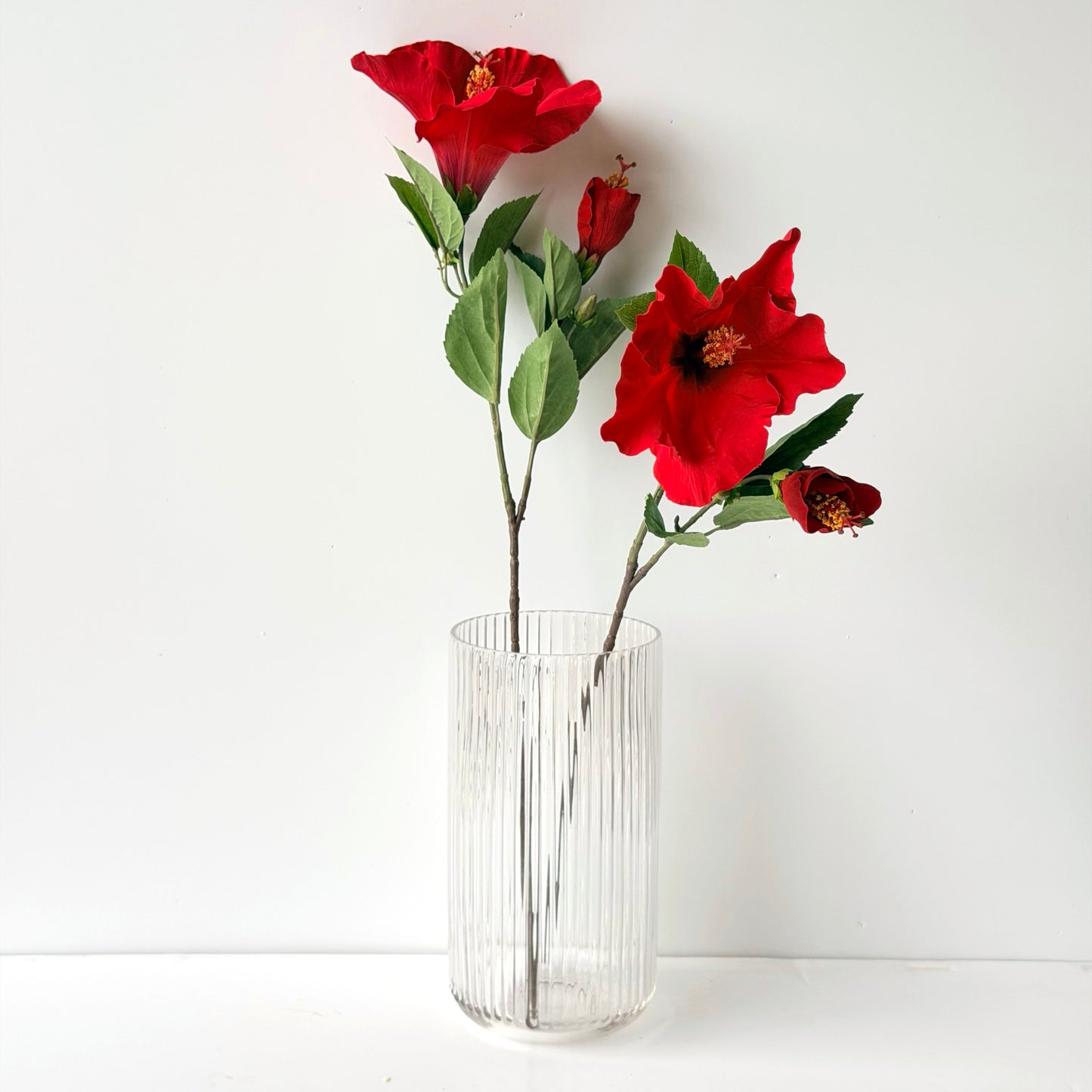 FF0051 SILK RED HIBISCUS SPRAY