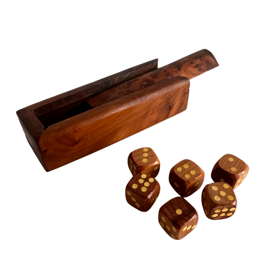 GT001 MOROCCAN WOOD BOX & DICE