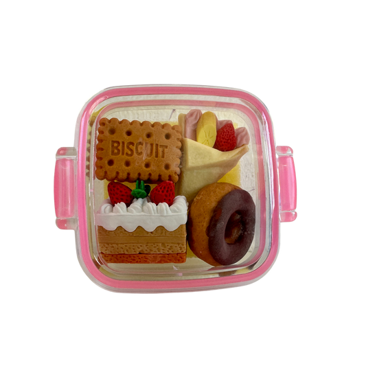 GT009 MINI DESSERT ERASER SET IN PINK CASE - KAWAII STATIONERY