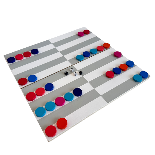 GT017 GREY & WHITE BACKGAMMON SET