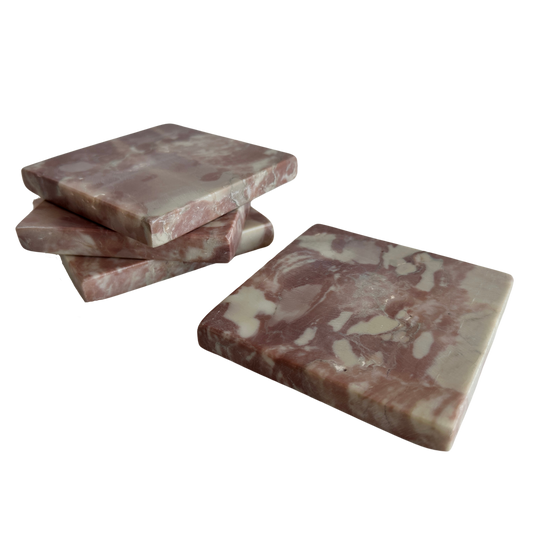 KT014 SET OF FOUR PINK MARBLE COASTERS