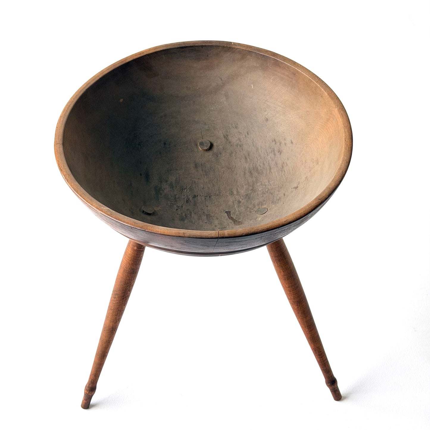 KT028 ANTIQUE WOODEN TRIPOD BOWL